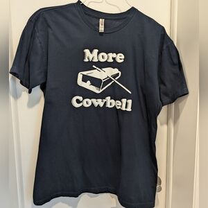 NWOT More Cowbell Funny Graphic T-Shirt Men’s Navy Blue Short Sleeve Tee XL